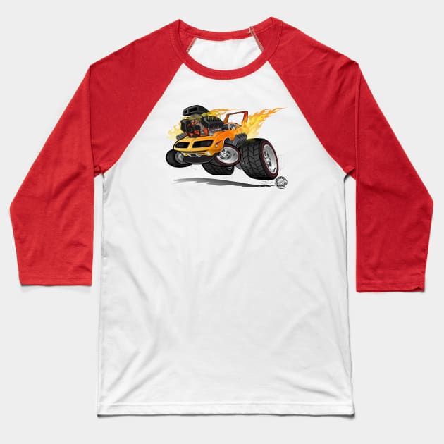 70 Superbird Flames Baseball T-Shirt by Goin Ape Studios
